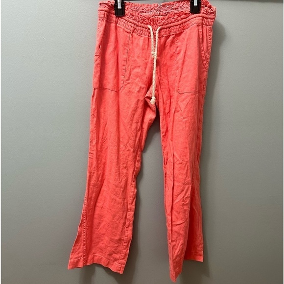 Kiss Pants - Kiss Pony Pants Womens S Salmon Pink Casual Elastic Waist Drawstring Wide Leg